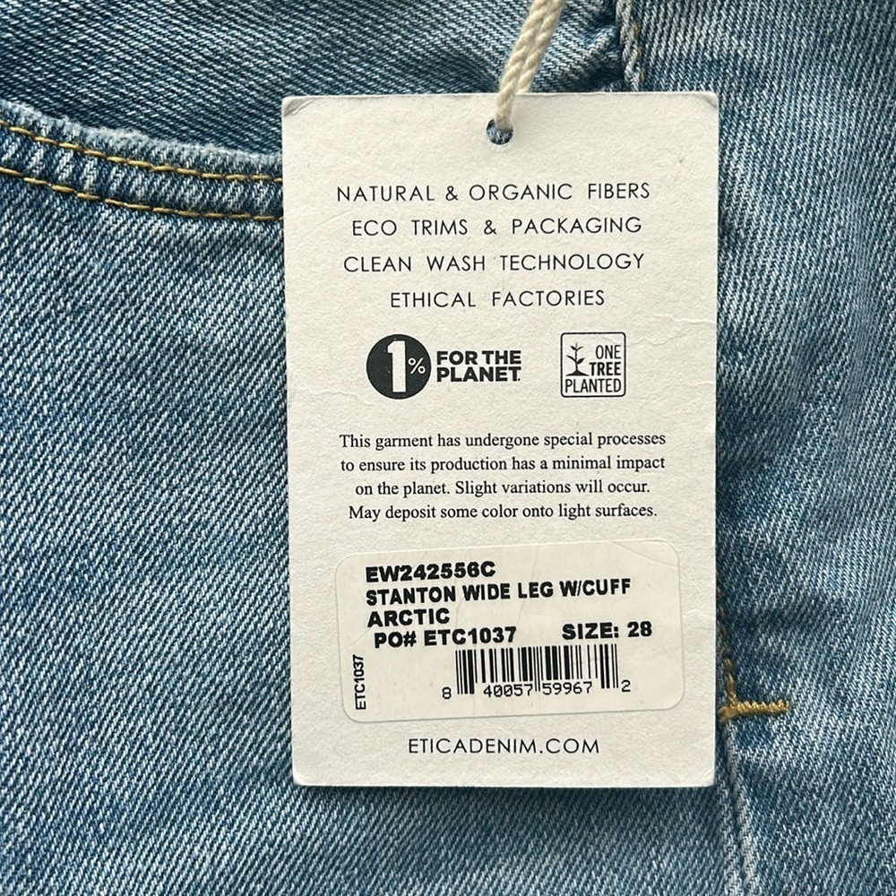 Etica Stanton High Rise Relaxed Wide legged with Cuff |Size 28 - Picture 6 of 6